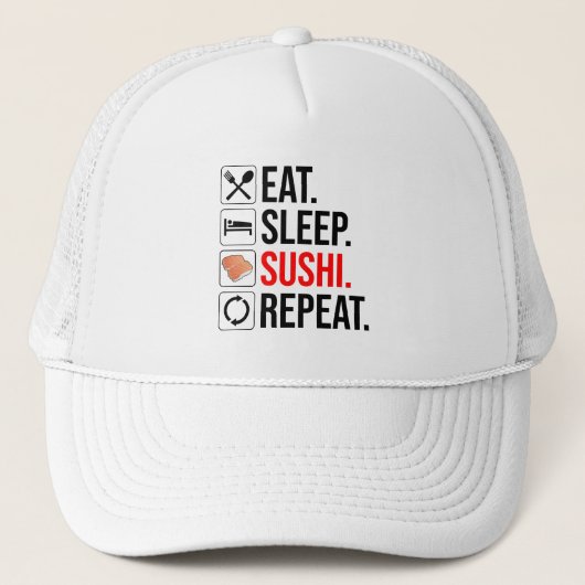 Eten. Slapen. Sushi. Herhalen Trucker Pet (Voorkant)