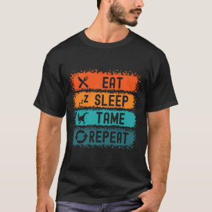 Eten Slapen Tamen Herhalen Gamer Dinosaur Trex Lie T-shirt