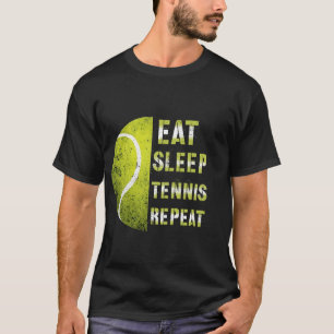 Eten Slapen Tennis Herhalen Aangepaste Naam Grappi T-shirt