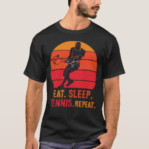 Eten Slapen Tennis Herhalen Retro Zonsondergang T-shirt