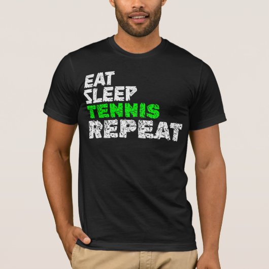 ETEN SLAPEN TENNIS HERHALEN T-SHIRT (Voorkant)