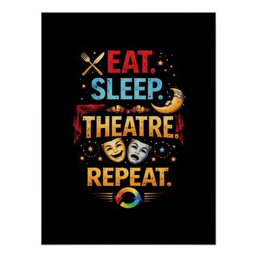 Eten, Slapen, Theater, Herhalen Perfect Poster (Voorkant)