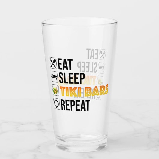 Eten. Slapen. Tiki Bars. Herhalen Glas (Voorkant)