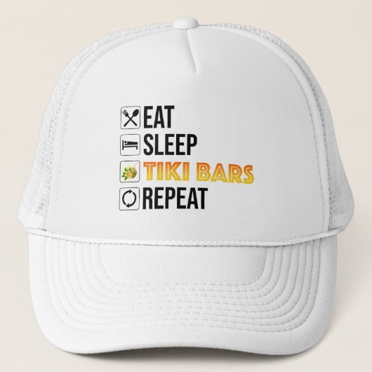 Eten. Slapen. Tiki Bars. Herhalen Trucker Pet (Voorkant)