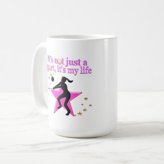 ETEN, SLAPEN, TRAINEN, ROZE VOLLEYBAL STER ONTWERP KOFFIEMOK (Voorkant links)