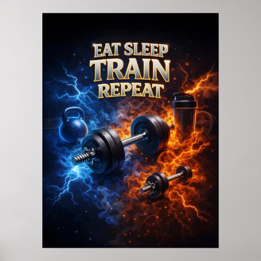 Eten Slapen Trainen Vlam Poster (Voorkant)