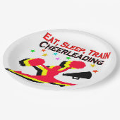 ETEN, SLAPEN TREIN CHEERLEADEREND ROOD ONTWERP PAPIEREN BORDJE (Gekanteld)