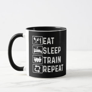 Eten Slapen Trein Herhalen Stoomtrein Spoorweglief Mok