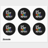 Eten Slapen Trots Herhalen Ronde Sticker (Vel)