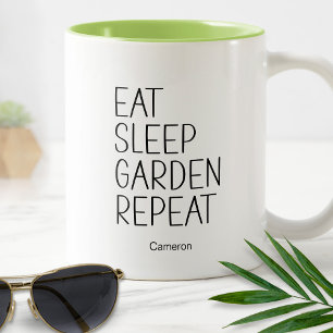 Eten Slapen Tuin Herhalen Humoristische Planten Gr Tweekleurige Koffiemok