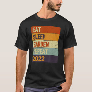 Eten Slapen Tuinieren Herhalen Vintage Retro Kleur T-shirt
