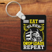 Eten, slapen, vallen ladingen vrachtwagenchauffeur sleutelhanger (Voorkant)