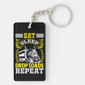 Eten, slapen, vallen ladingen vrachtwagenchauffeur sleutelhanger (achterkant)
