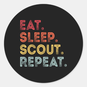 Eten Slapen Verkenner Herhalen Retro Vintage Verke Ronde Sticker