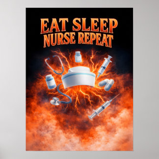 Eten Slapen Verplegen Herhalen Kunst Poster