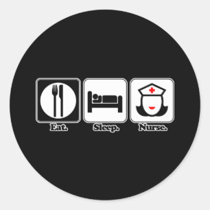 eten slapen verzorgen ronde sticker