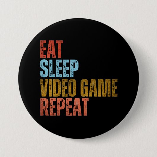 ETEN SLAPEN VIDEO GAME HERHALEN RONDE BUTTON 7,6 CM (Voorkant)