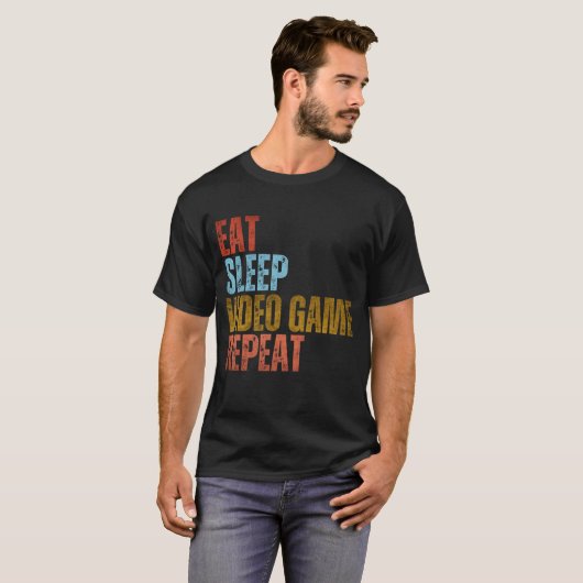 ETEN SLAPEN VIDEO GAME HERHALEN T-SHIRT (Voorkant volledig)