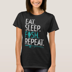 Eten Slapen Vissen Herhalen Grappig Vissers T-shir T-shirt