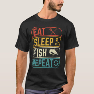 Eten slapen vissen herhalen Ontwerp voor vissers T-shirt