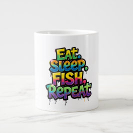 Eten Slapen Vissen Herhalen Regenboog Graffiti Grote Koffiekop