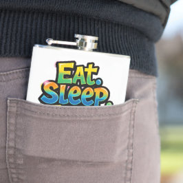 Eten Slapen Vissen Herhalen Regenboog Graffiti Heupfles