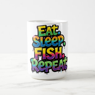 Eten Slapen Vissen Herhalen Regenboog Graffiti Koffiemok