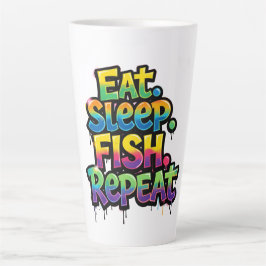 Eten Slapen Vissen Herhalen Regenboog Graffiti Latte Mok