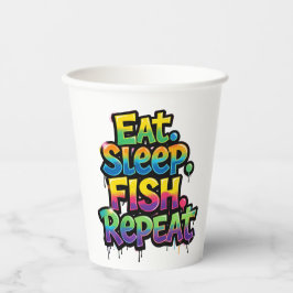 Eten Slapen Vissen Herhalen Regenboog Graffiti Papieren Bekers