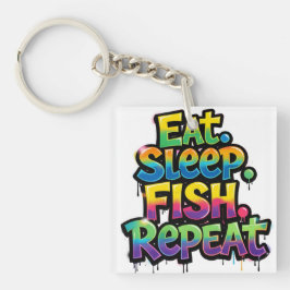 Eten Slapen Vissen Herhalen Regenboog Graffiti Sleutelhanger