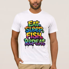 Eten Slapen Vissen Herhalen Regenboog Graffiti T-shirt