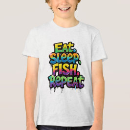 Eten Slapen Vissen Herhalen Regenboog Graffiti Tri-Blend Shirt