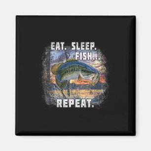 Eten Slapen Vissen Herhalen T-shirt Vissen Visser Magneet