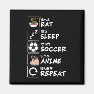 Eten Slapen Voetbal Anime Herhalen Japans Grappig  Magneet