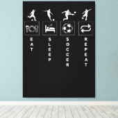 Eten Slapen Voetbal Herhalen Canvas Afdruk (Insitu (Houten vloer))