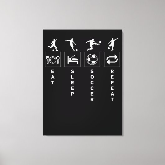 Eten Slapen Voetbal Herhalen Canvas Afdruk (Voorkant)