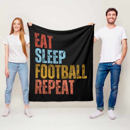 ETEN SLAPEN VOETBAL HERHALEN FLEECE DEKEN (In situ)