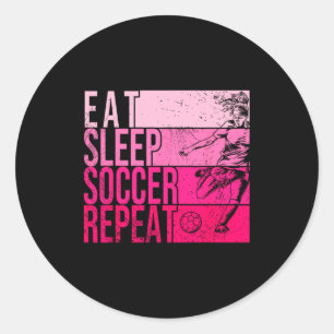 Eten Slapen Voetbal Herhalen Grappige Voetballer V Ronde Sticker
