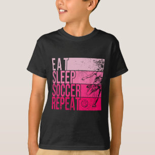 Eten Slapen Voetbal Herhalen Grappige Voetballer V T-shirt