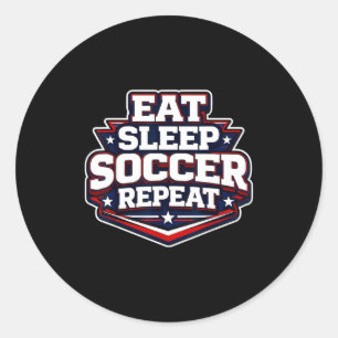 Eten Slapen Voetbal Herhalen Grappige Voetbalspele Ronde Sticker