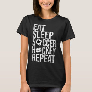 Eten Slapen Voetbal Hockey Herhalen Grappig Sport T-shirt