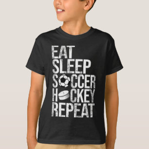 Eten Slapen Voetbal Hockey Herhalen Grappig Sport T-shirt
