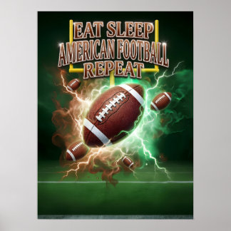 Eten Slapen Voetbal Vlam Poster