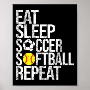 Eten Slapen Voetbal Zachte Ll Herhaal Grappig Ll Poster