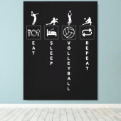 Eten Slapen Volleybal Herhalen Canvas Afdruk (Insitu (Houten vloer))