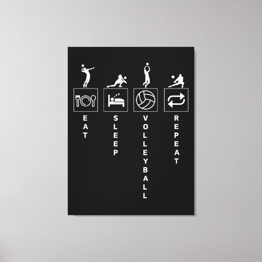 Eten Slapen Volleybal Herhalen Canvas Afdruk (Voorkant)