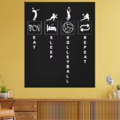 Eten Slapen Volleybal Herhalen Canvas Afdruk (Insitu (Woonkamer))