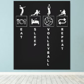 Eten Slapen Volleybal Herhalen Canvas Afdruk (Insitu (Houten vloer))