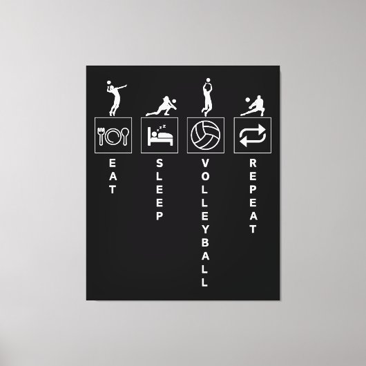 Eten Slapen Volleybal Herhalen Canvas Afdruk (Voorkant)
