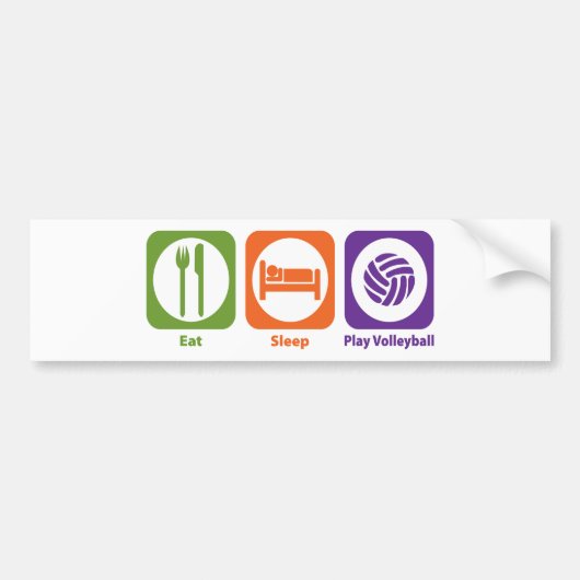 Eten Slapen Volleybal Spelen Bumpersticker (Voorkant)